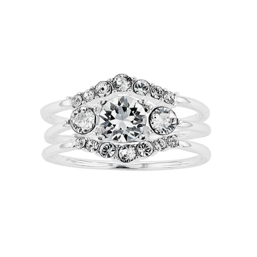 NIB NWT Brilliance 3-pc. Swarovski Clear Crystal Ring Set Size 7 Size 9 …